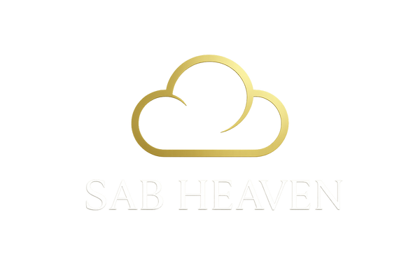 The company is called sab heaven  I am looking for a sleek modern design that has a bit of a luxury feeling. The preferred color scheme I want is white and gold, with the icon being a cloud. Make the image PNG